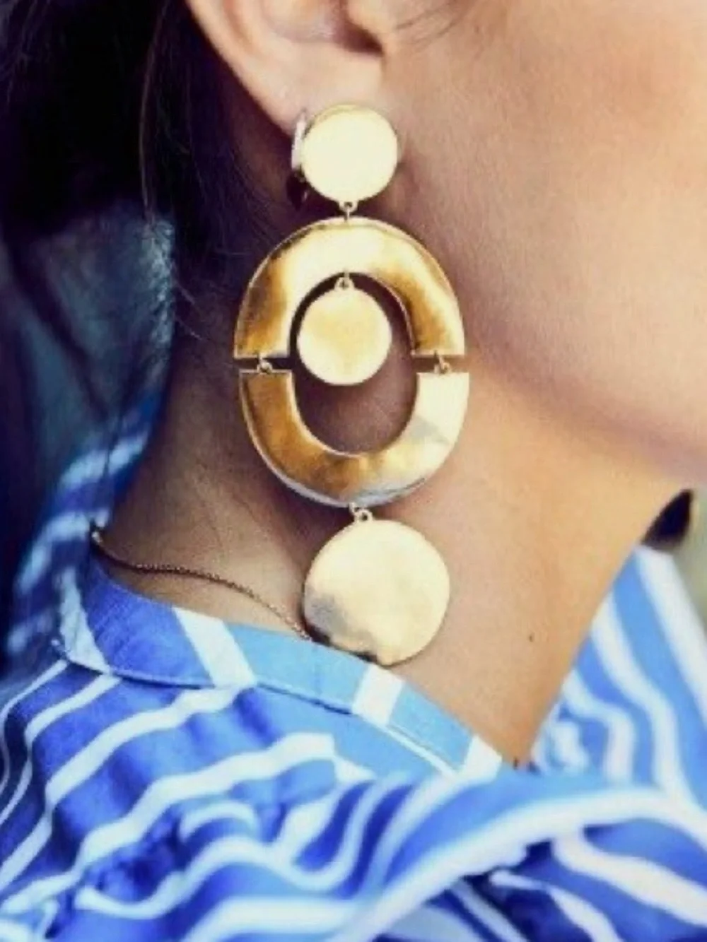 J. Crew Orbit earrings in shiny gold tone